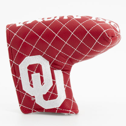 Oklahoma Sooners Solid Quilted Blade Putter Cover, front view