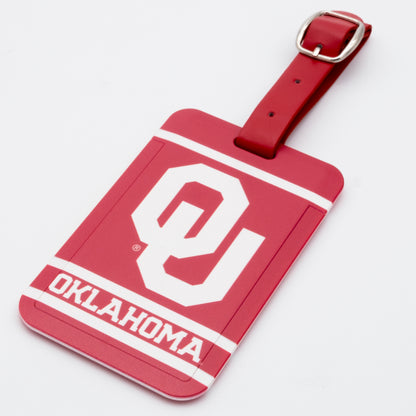 Oklahoma Sooners plastic golf bag tag by Team Golf, product photo 1
