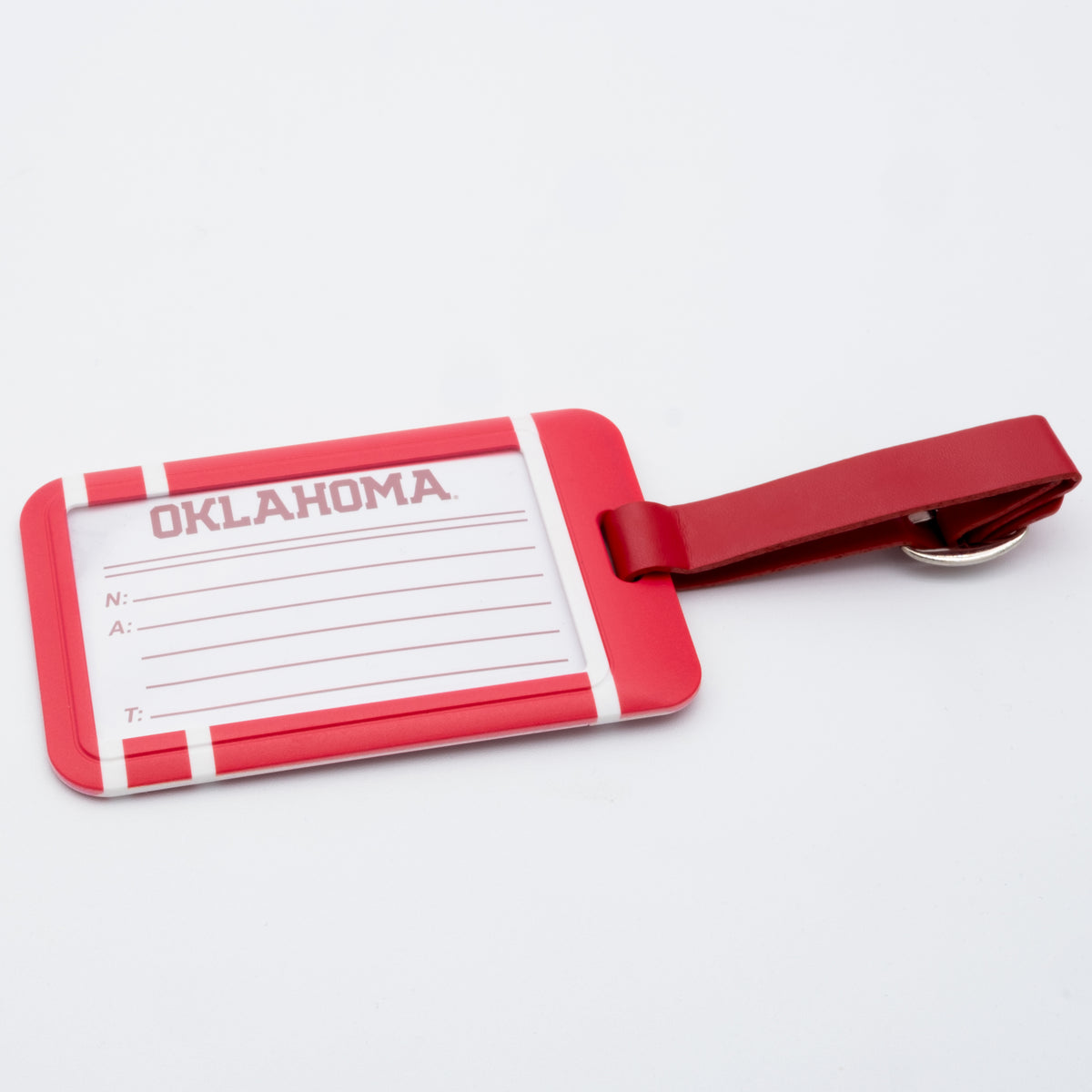 Oklahoma Sooners plastic golf bag tag by Team Golf, product photo 2