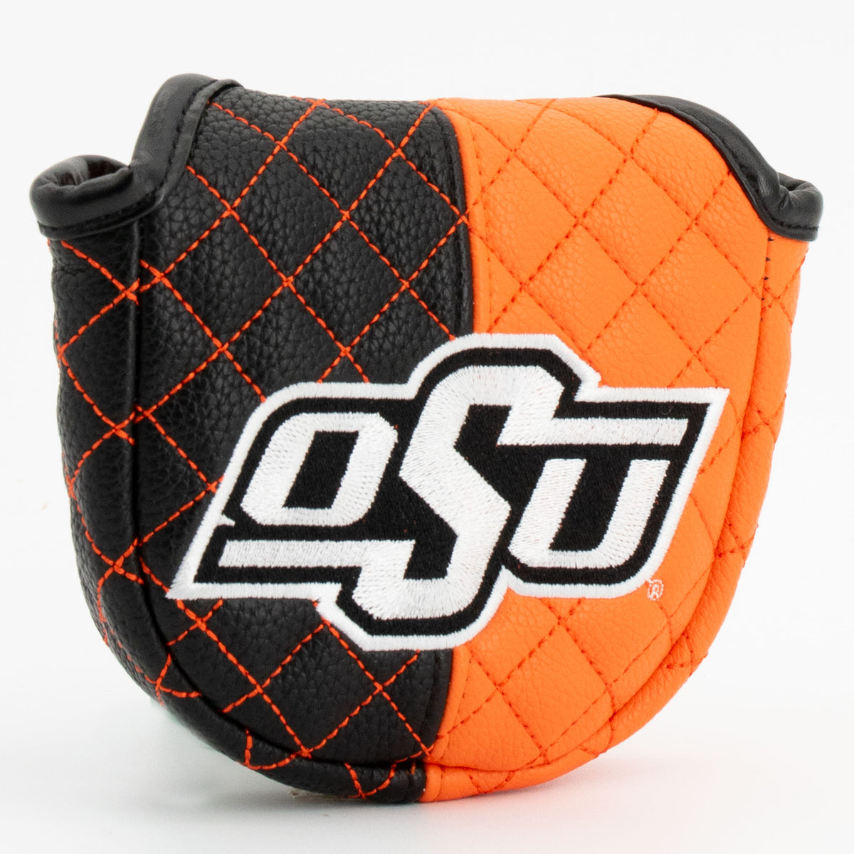 Oklahoma State Cowboys Split Quilted Mallet Putter Cover, angled view