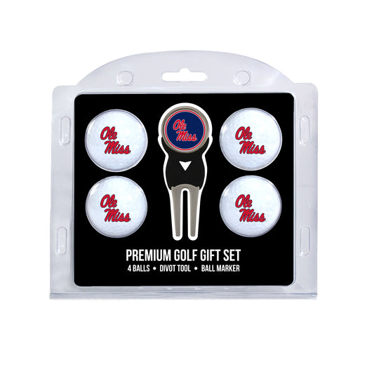 Mississippi four ball golf gift set with divot tool and ball marker