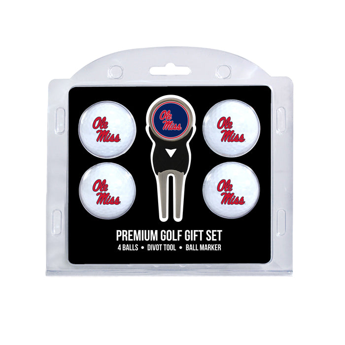 Mississippi four ball golf gift set with divot tool and ball marker