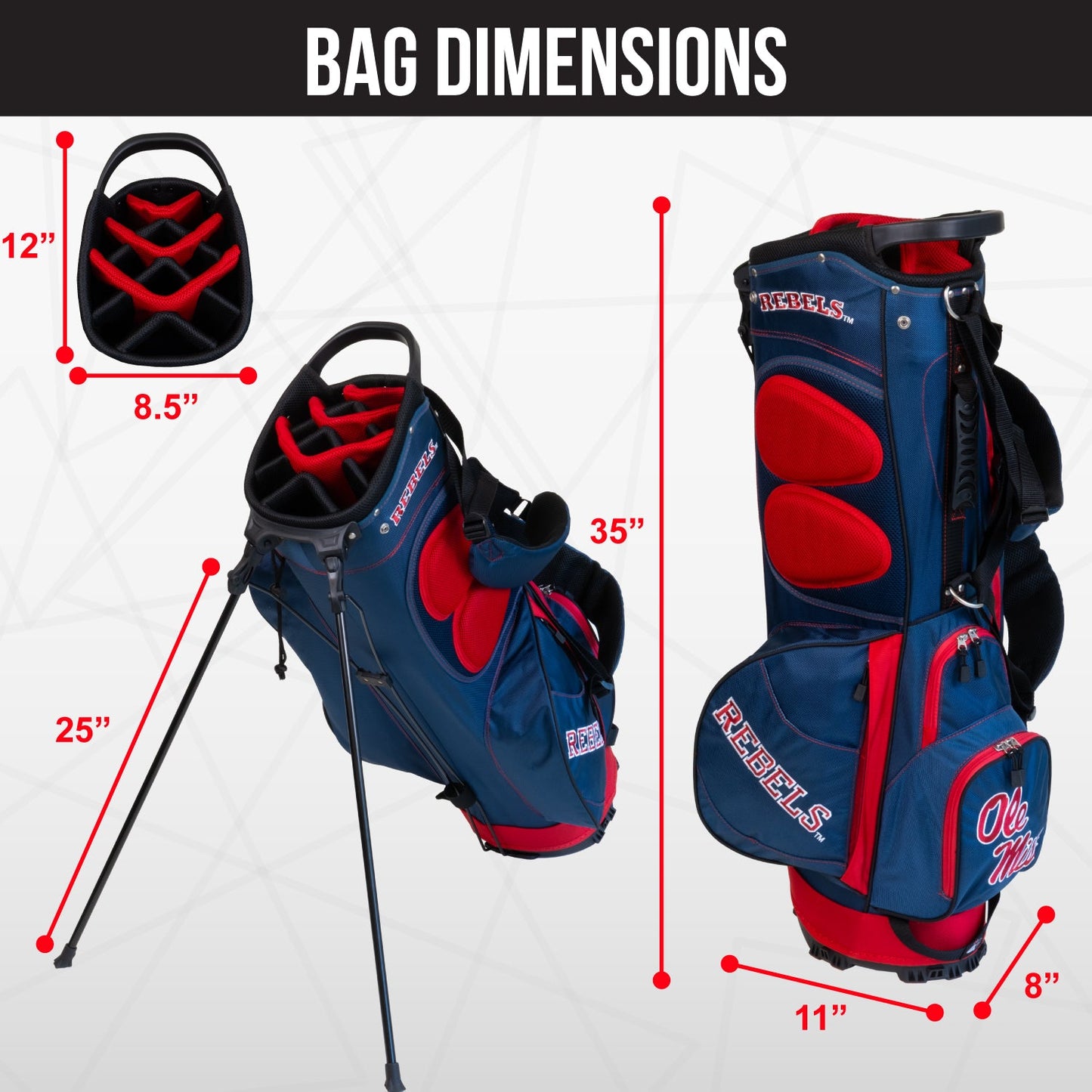 Ole Miss Rebels Fairway Stand Bag - Image 4 - Club Rehab