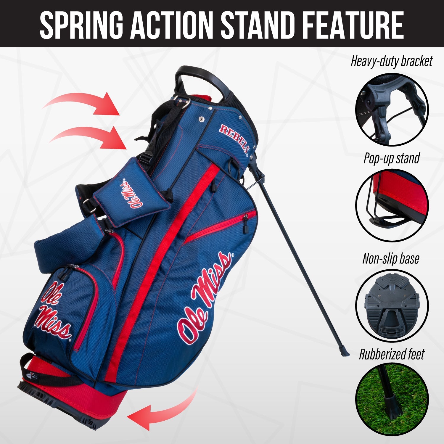 Ole Miss Rebels Fairway Stand Bag - Image 5 - Club Rehab