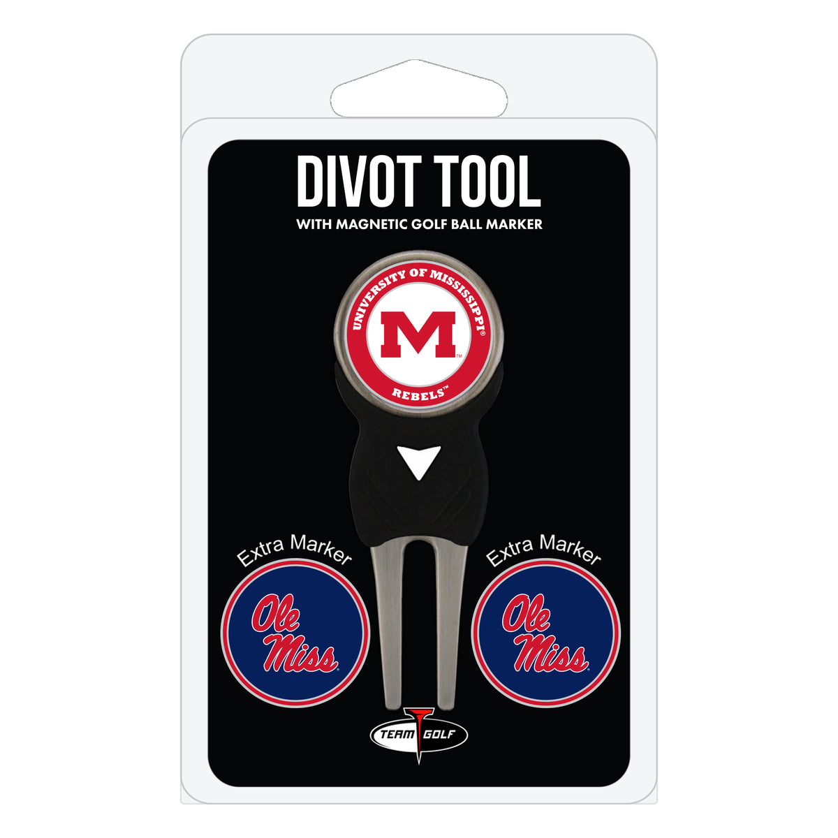 Ole Miss Rebels divot repair tool and three ball markers