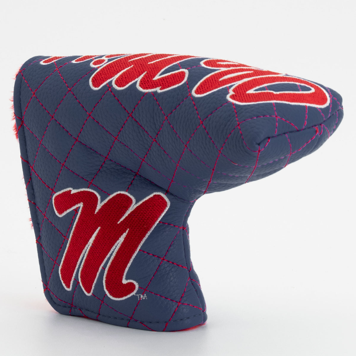 Ole Miss Rebels Solid Quilted Blade Putter Cover, angled view