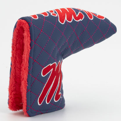 Ole Miss Rebels Solid Quilted Blade Putter Cover, opening detail