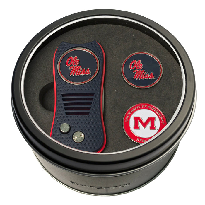 Ole Miss Rebels Switchblade divot tool and ball marker tin gift set