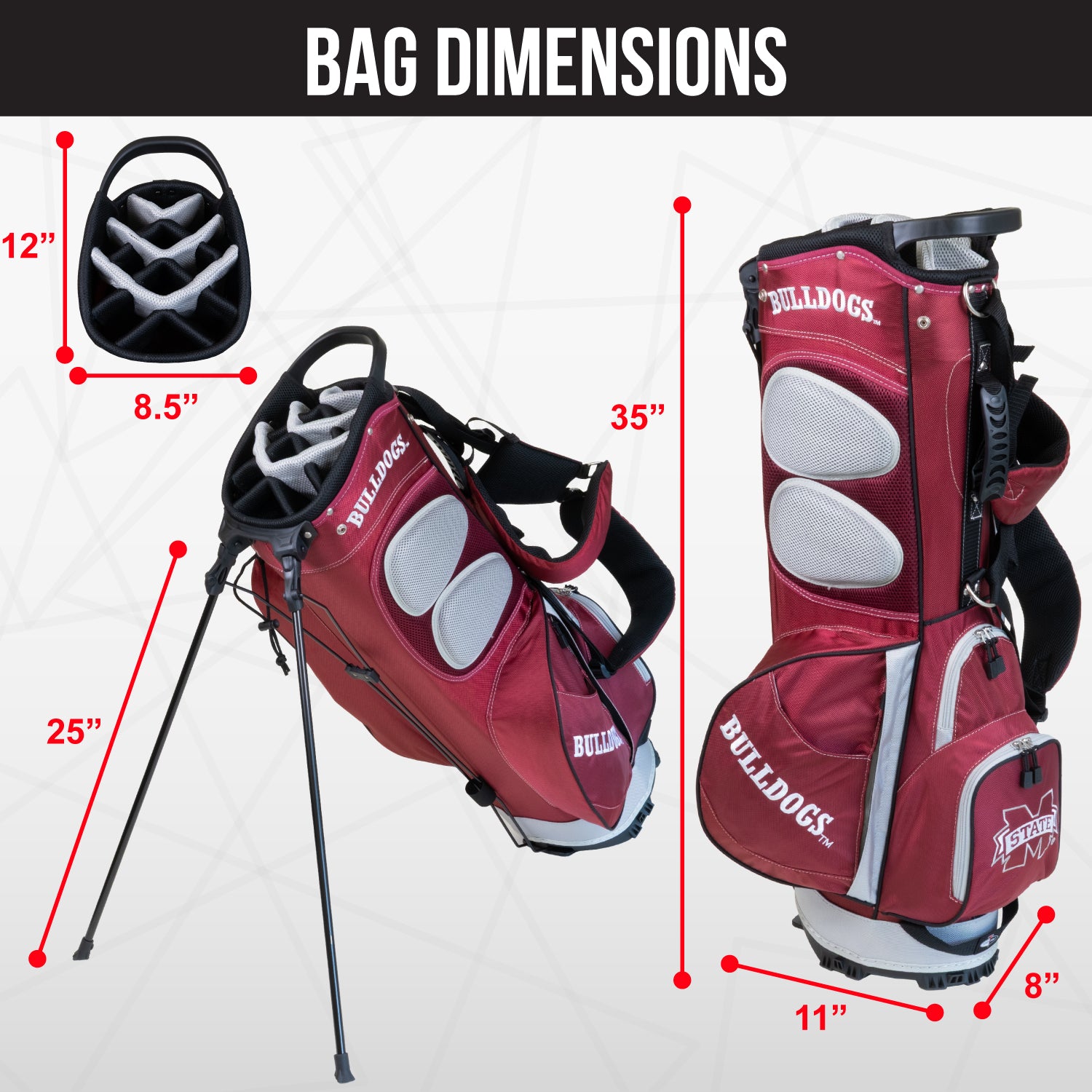 Mississippi State Bulldogs Fairway Stand Bag - Image 4 - Club Rehab