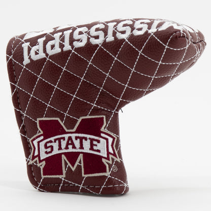Mississippi State Bulldogs Solid Quilted Blade Putter Cover, angled view