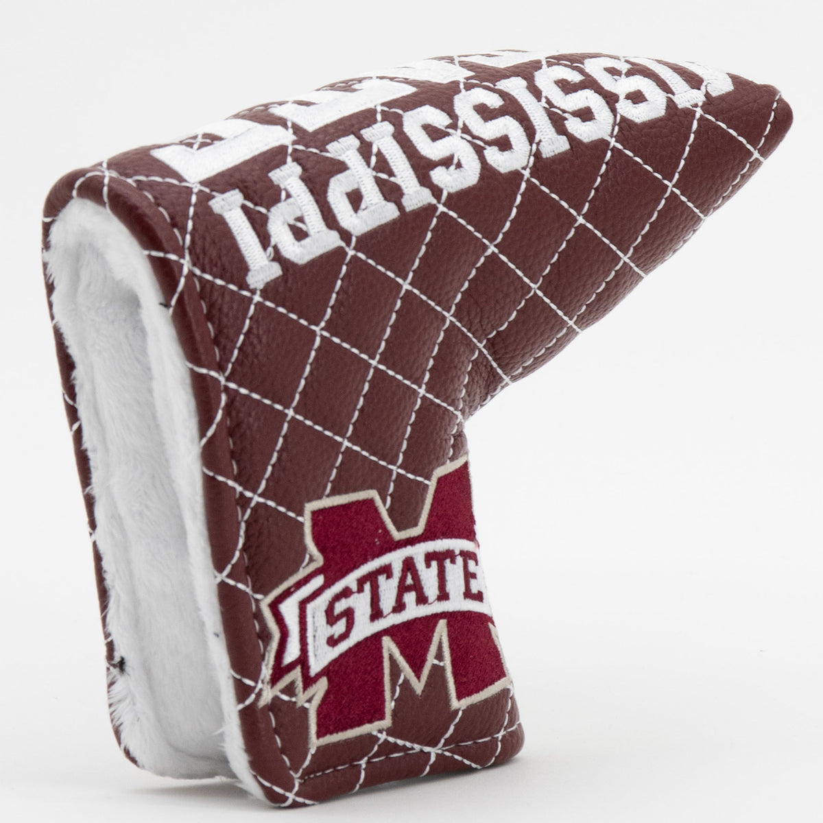 Mississippi State Bulldogs Solid Quilted Blade Putter Cover, opening detail