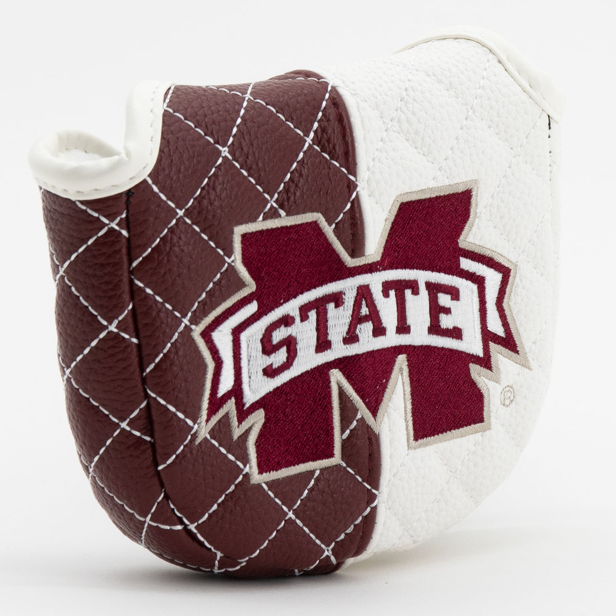 Mississippi State Bulldogs Split Quilted Mallet Putter Cover, angled view