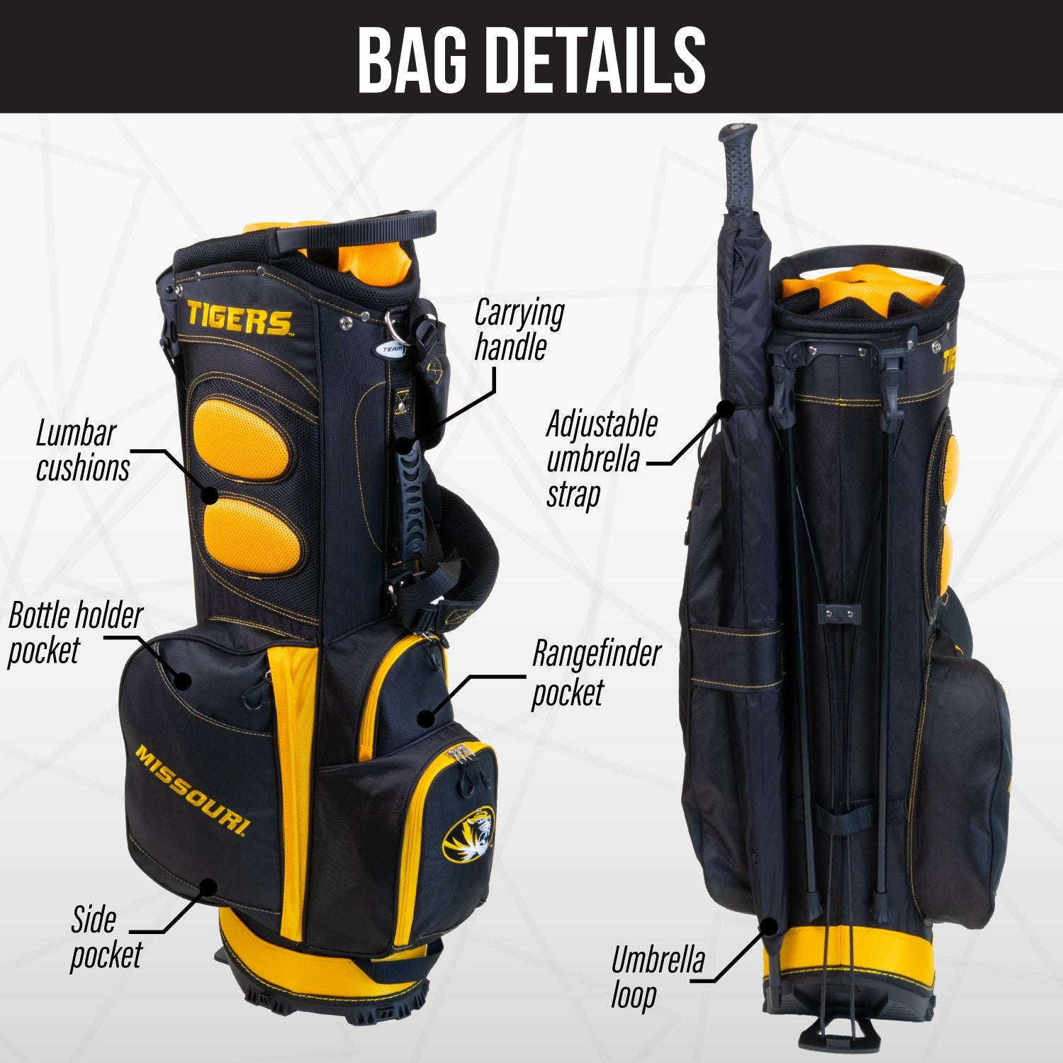 Missouri Tigers Fairway Stand Bag - Image 2 - Club Rehab