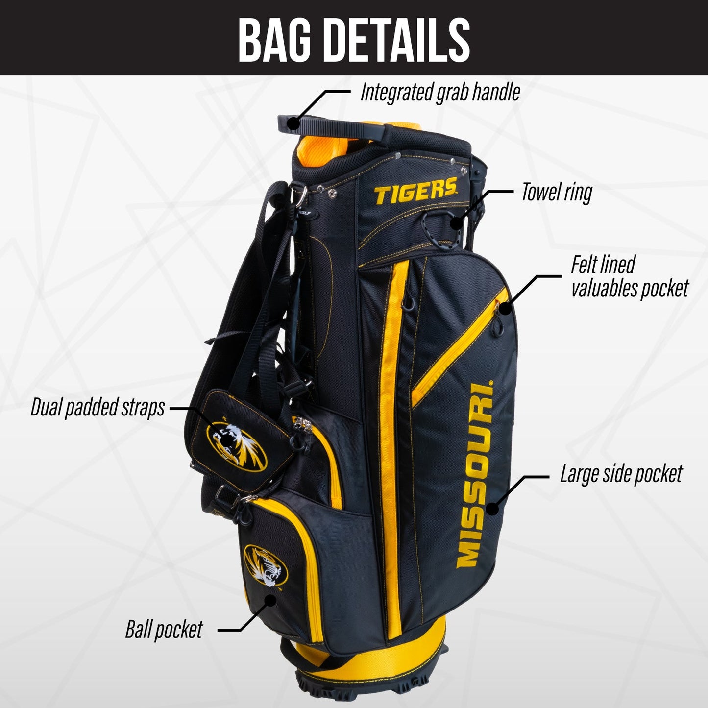 Missouri Tigers Fairway Stand Bag - Image 3 - Club Rehab