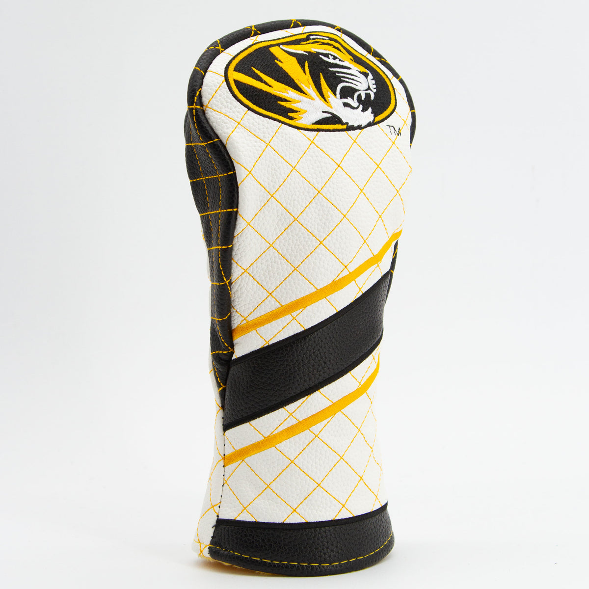Missouri Tigers Striped Quilted Fairway Headcover, close-up of the diamond stitching and textured exterior