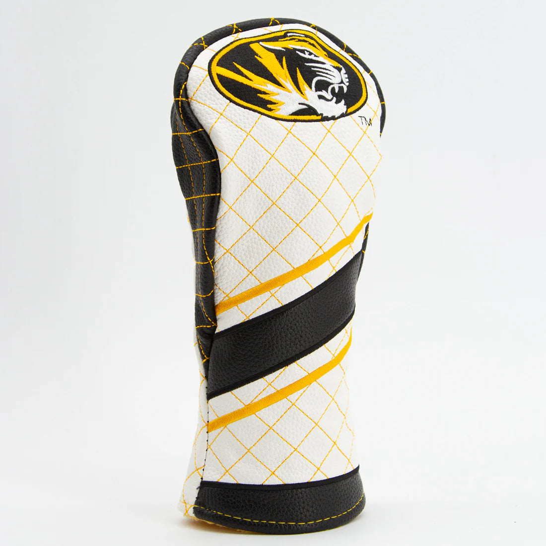 Golf club head cover with tiger logo on a white background