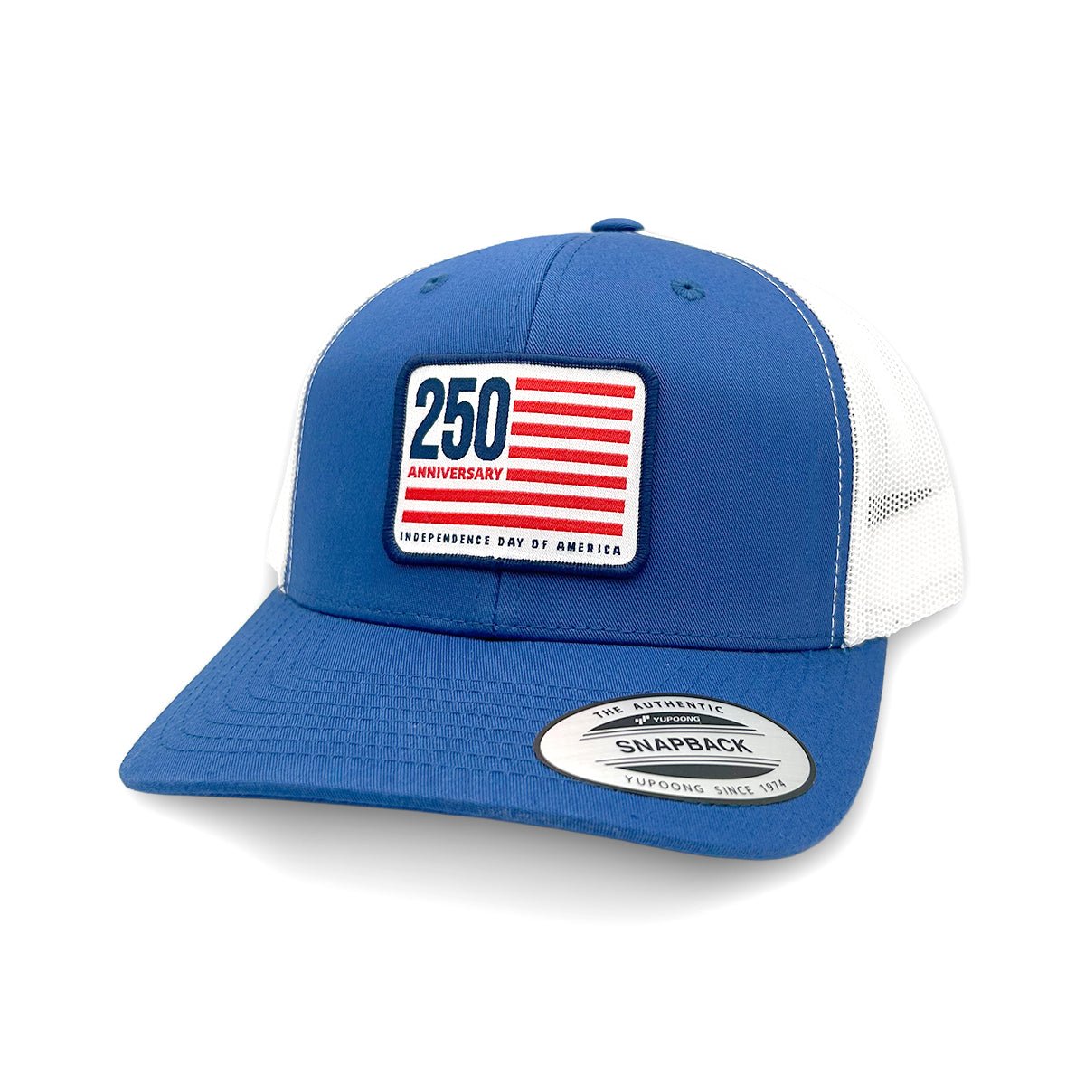 250 Anniversary Flag (Woven Patch) - Curved Bill Snapback Royal / White - Club Rehab