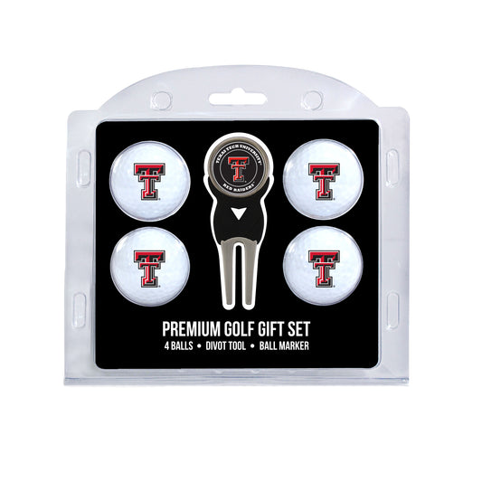 Texas Tech four ball golf gift set with divot tool and ball marker