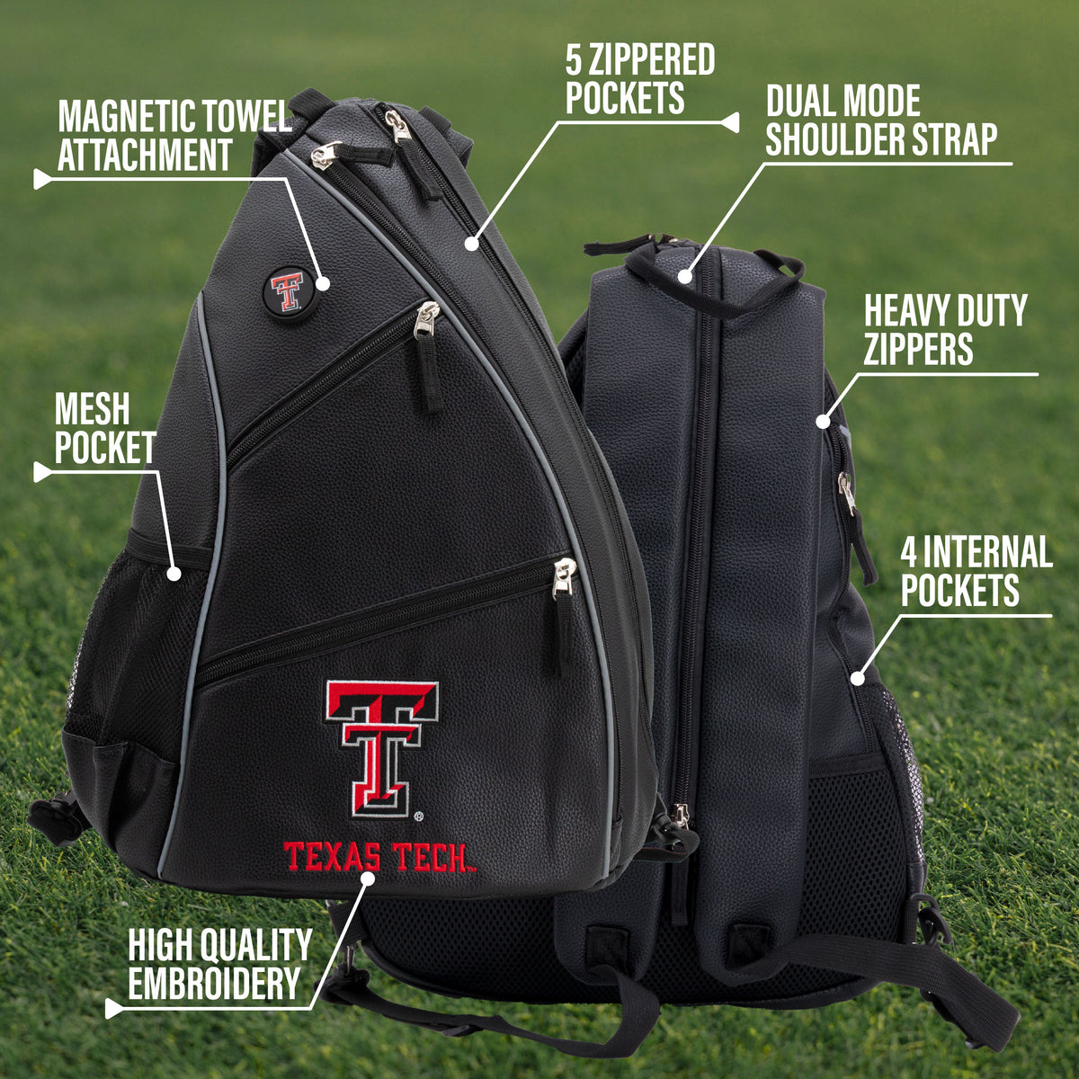 Texas Tech Red Raiders PU leather backpack by Team Golf, view 9