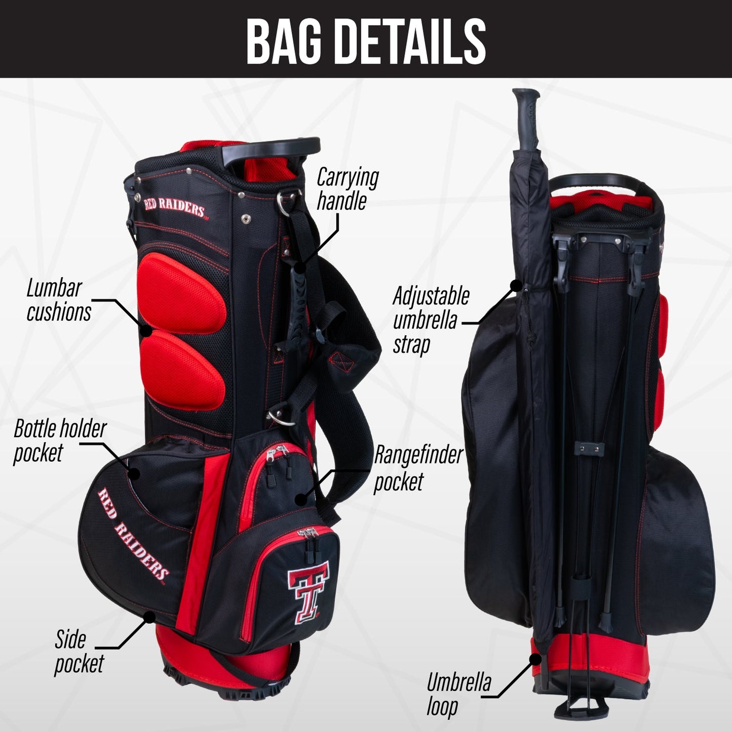 Texas Tech Red Raiders Fairway Stand Bag - Image 2 - Club Rehab