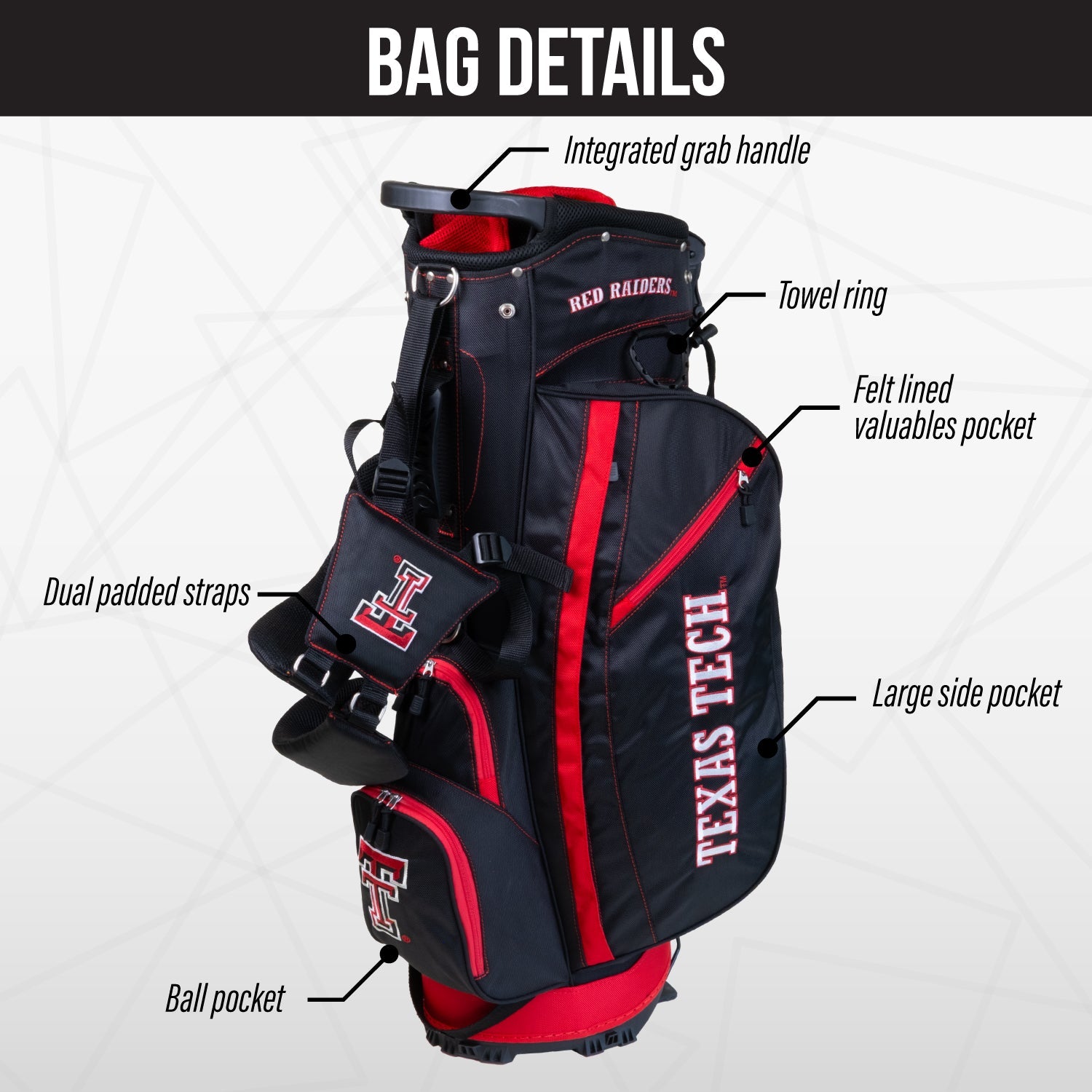 Texas Tech Red Raiders Fairway Stand Bag - Image 3 - Club Rehab