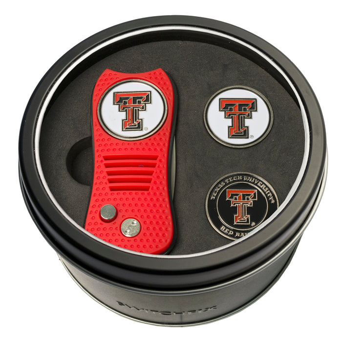 Texas Tech Red Raiders Switchblade divot tool and ball marker tin gift set