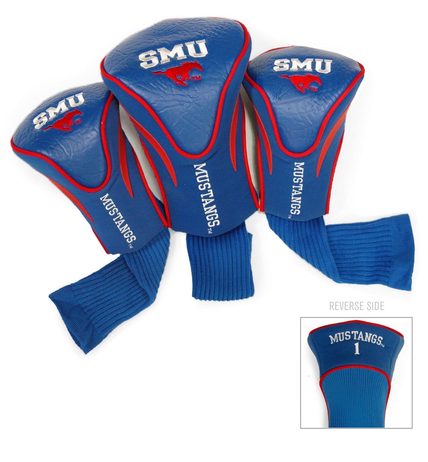 SMU Mustangs 3 Pack Contour Sock Headcovers - Club Rehab