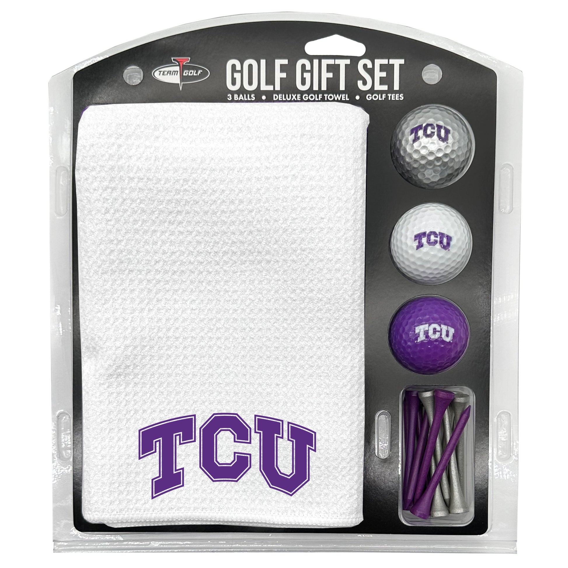 TCU Horned Frogs White Microfiber Towel Golf Gift Set - Club Rehab