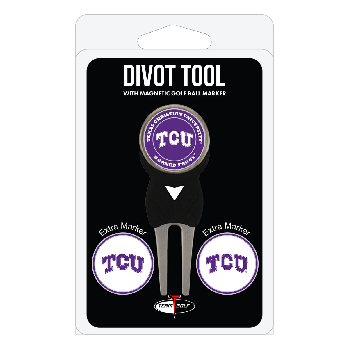 TCU Horned Frogs divot repair tool and three ball markers