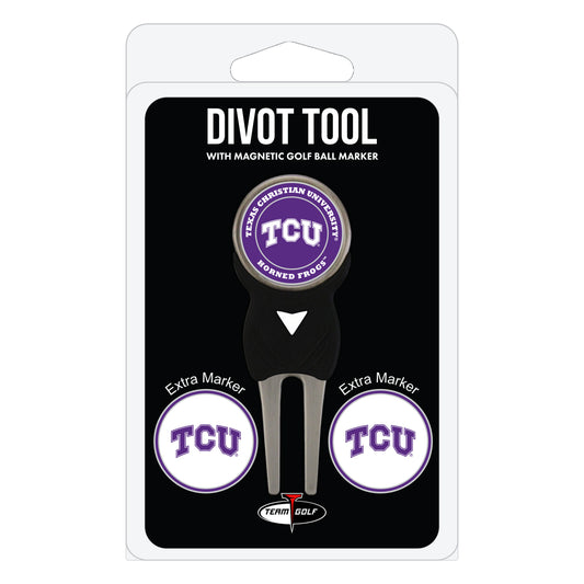 TCU Horned Frogs divot repair tool and three ball markers