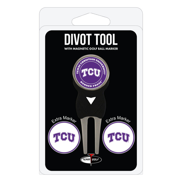 TCU Horned Frogs divot repair tool and three ball markers