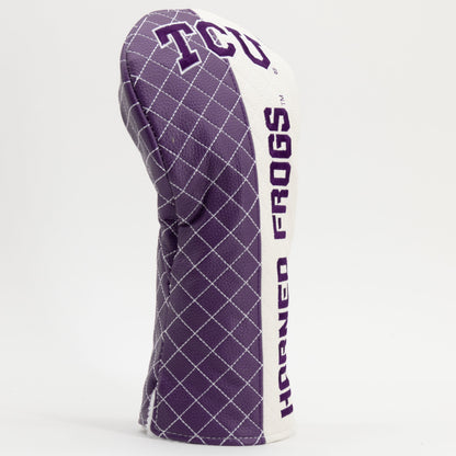 TCU Horned Frogs Split Quilted Driver Headcover, angled view