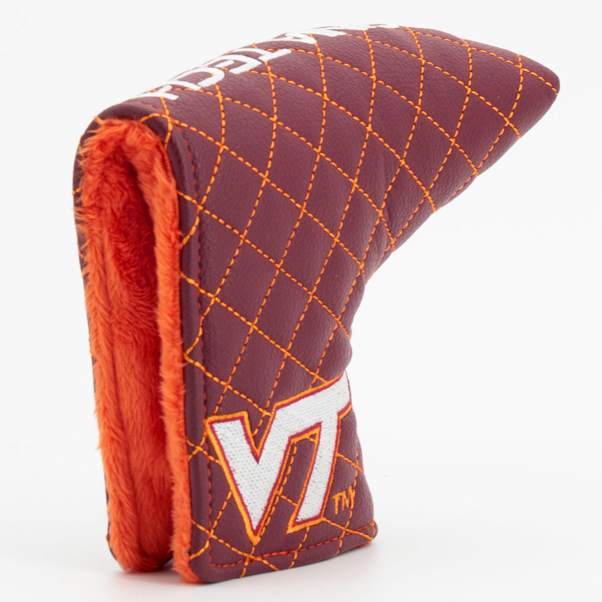 Virginia Tech Hokies Solid Quilted Blade Putter Cover, opening detail