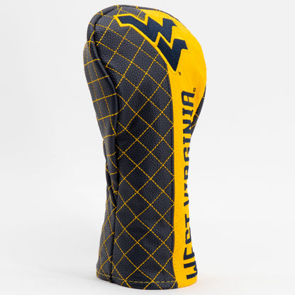 West Virginia Mountaineers Split Quilted Fairway Headcover, angled view