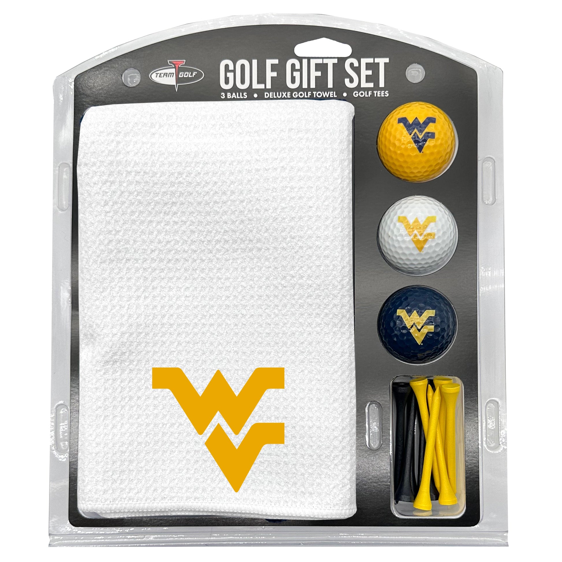 West Virginia Mountaineers White Microfiber Towel Golf Gift Set - Club Rehab
