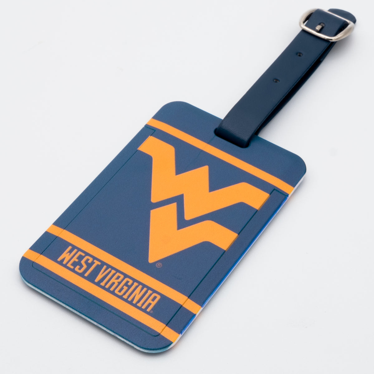 West Virginia Mountaineers plastic golf bag tag by Team Golf, product photo 1