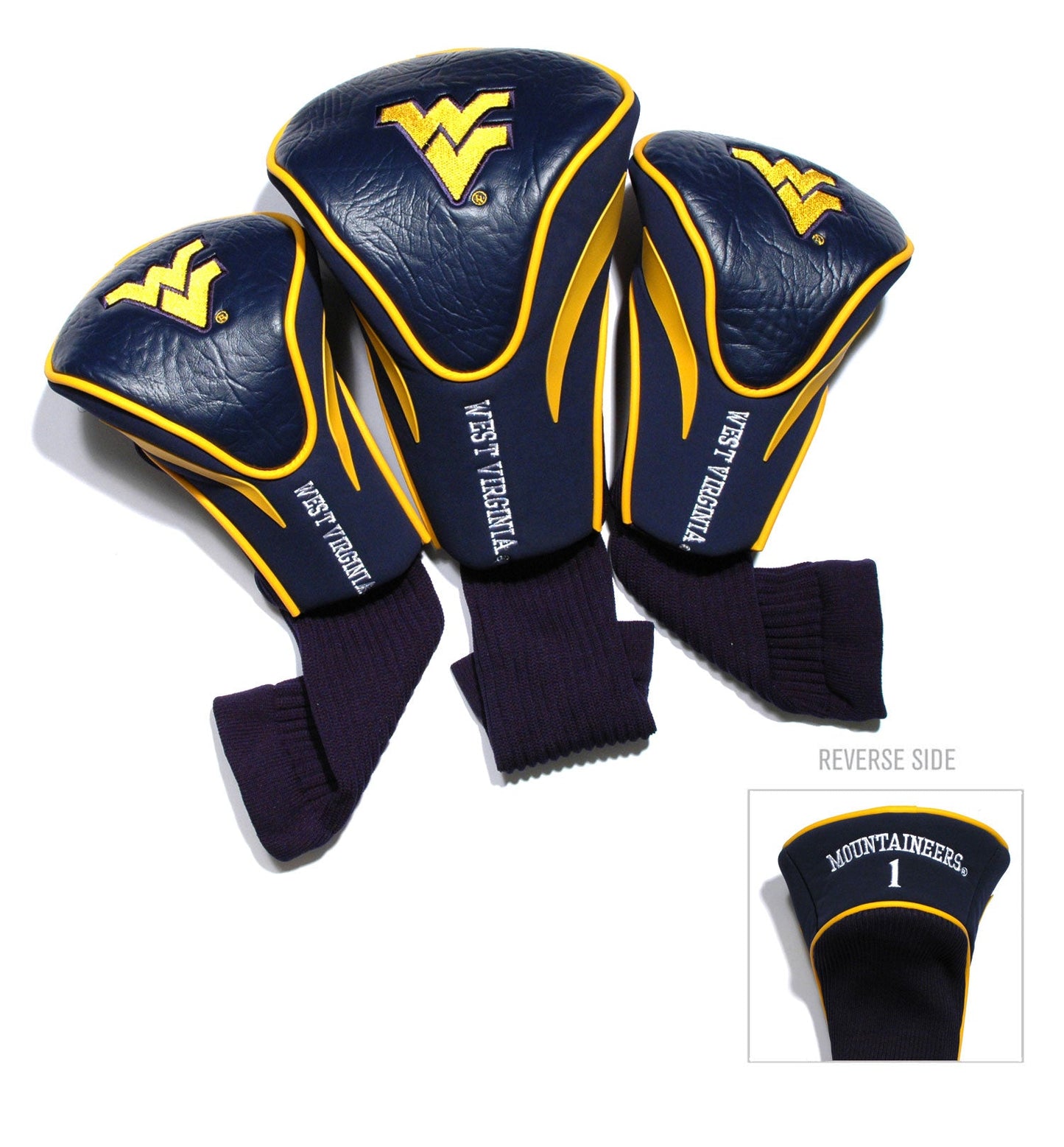 West Virginia Mountaineers 3 Pack Contour Sock Headcovers - Club Rehab
