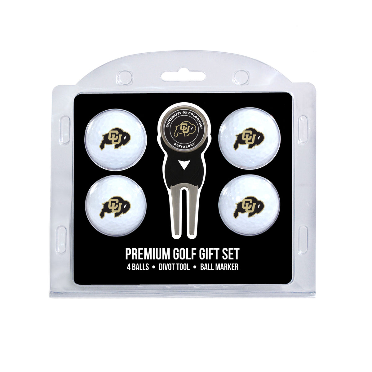 Colorado four ball golf gift set with divot tool and ball marker