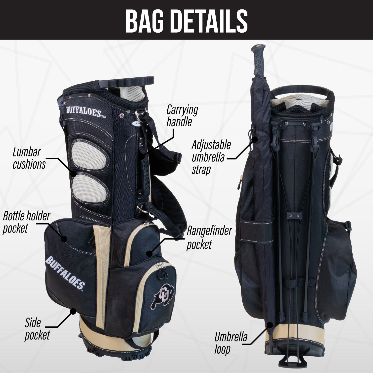 Colorado Buffaloes Fairway Stand Bag - Image 2 - Club Rehab