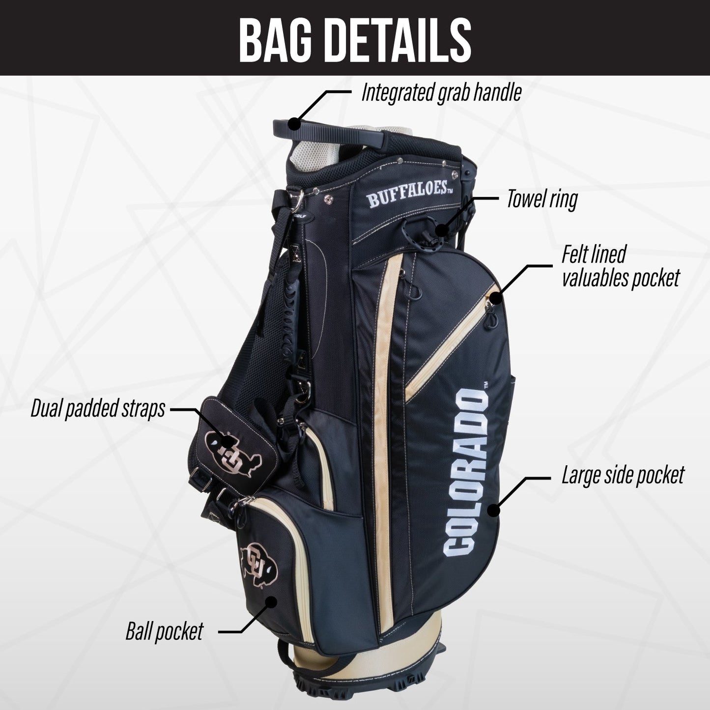 Colorado Buffaloes Fairway Stand Bag - Image 3 - Club Rehab