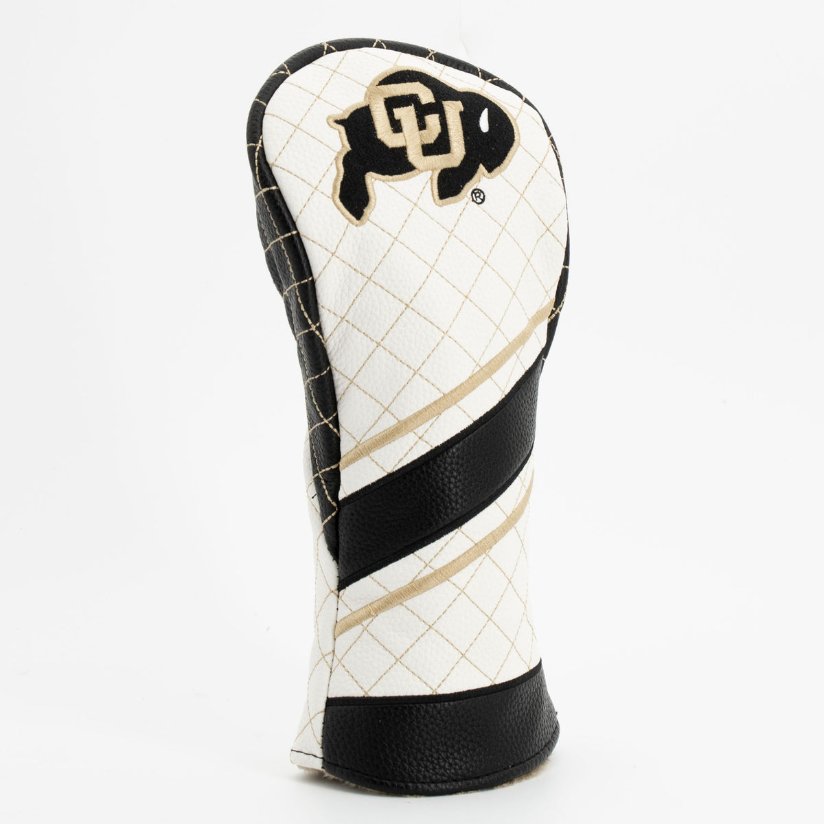 Colorado Buffaloes Striped Quilted Fairway Headcover, close-up of the diamond stitching and textured exterior