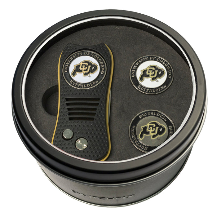 Colorado Buffaloes Buffaloes Switchblade divot tool and ball marker tin gift set