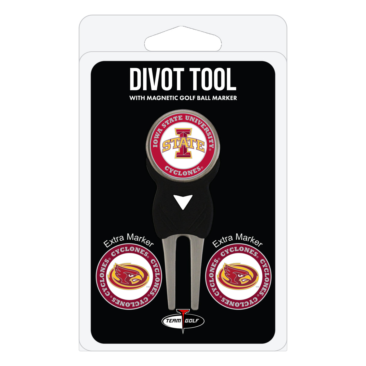 Iowa State Cyclones divot repair tool and three ball markers
