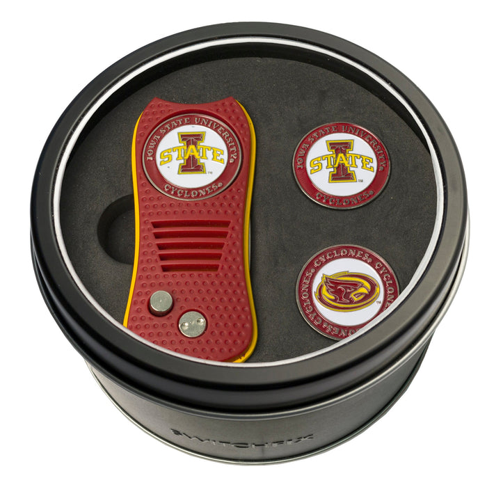 Iowa State Cyclones Switchblade divot tool and ball marker tin gift set