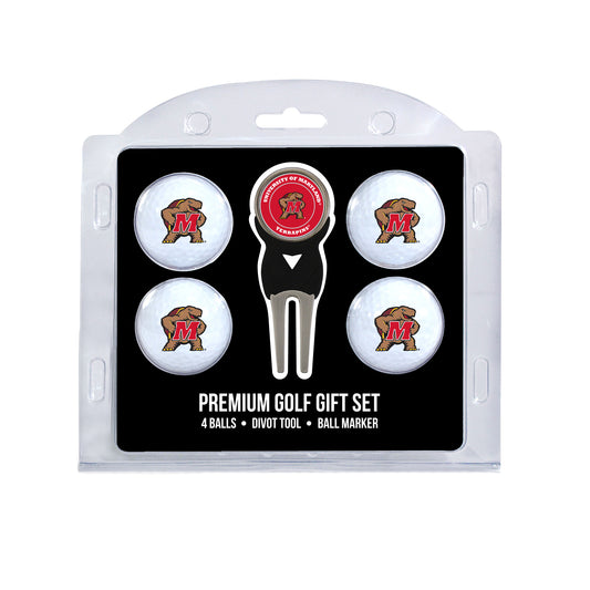 Maryland Terrapins four ball golf gift set with divot tool and ball marker