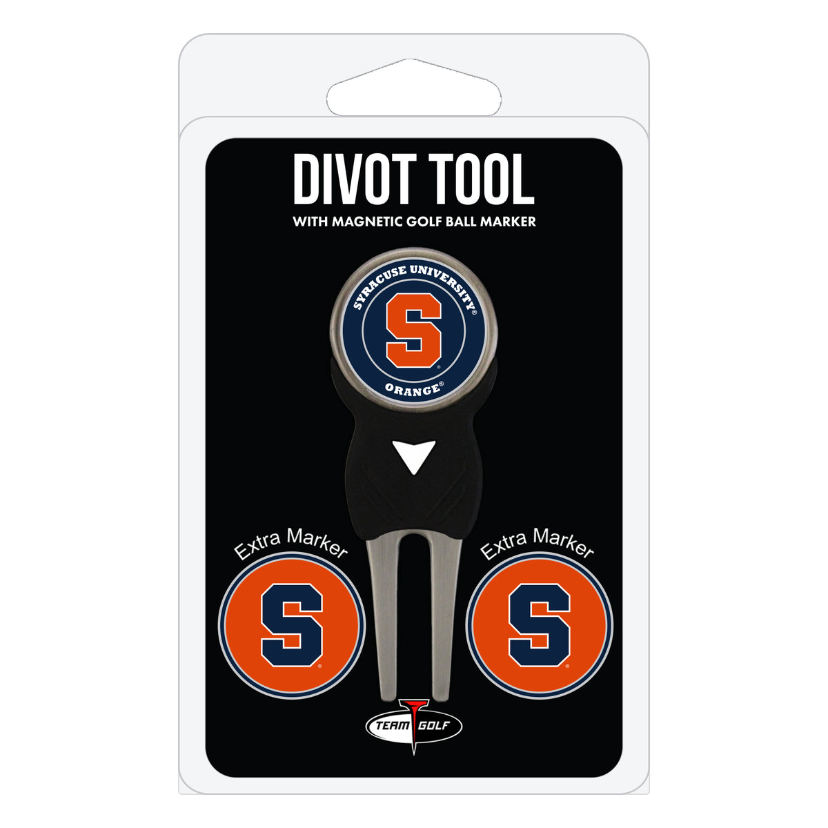 Syracuse Orange divot repair tool and three ball markers