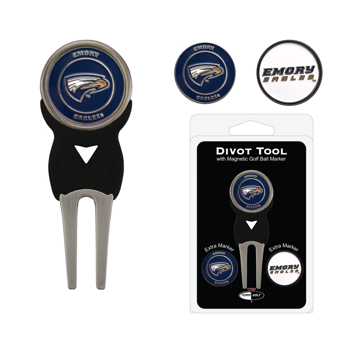 Emory Eagles divot repair tool and three ball markers
