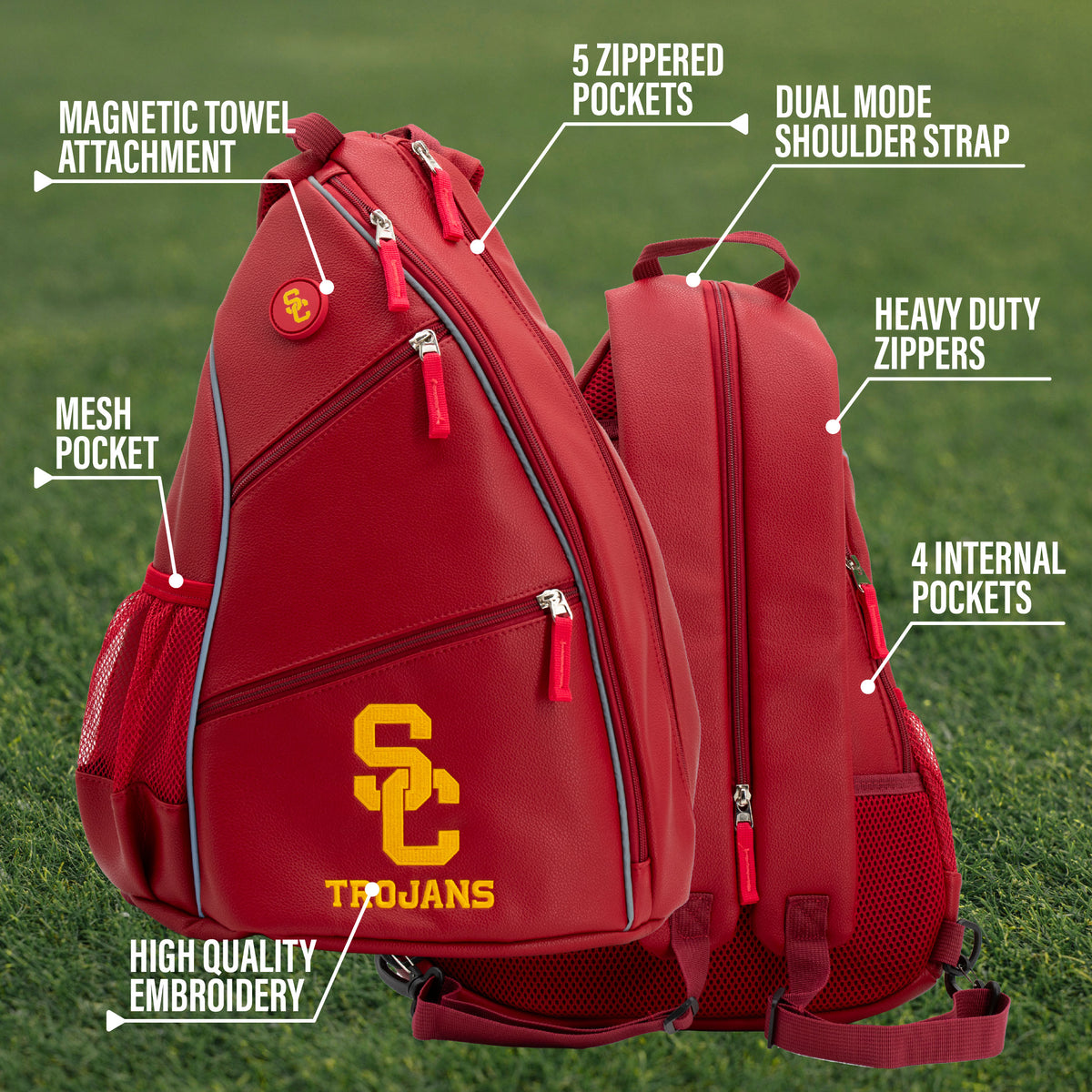 USC Trojans PU leather backpack by Team Golf, view 9
