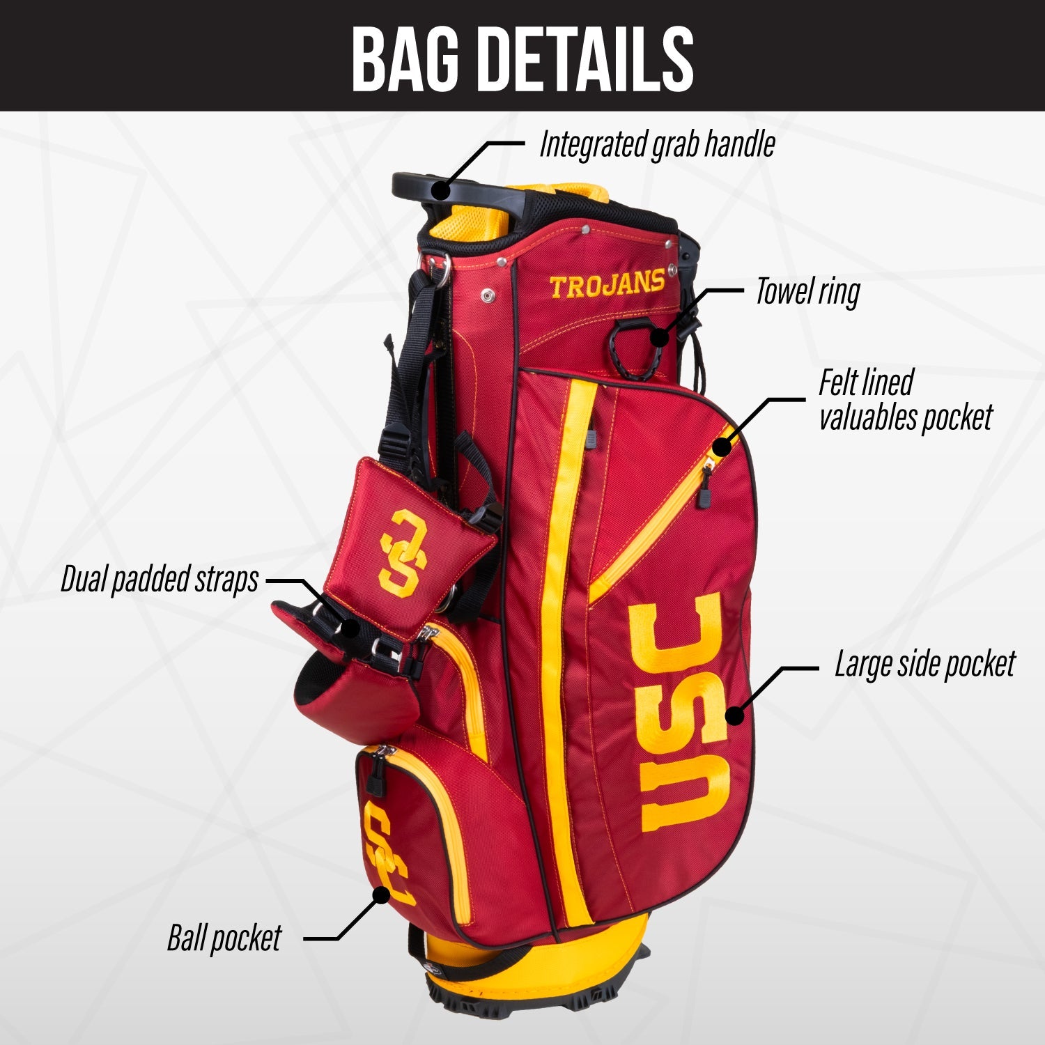 USC Trojans Fairway Stand Bag - Image 3 - Club Rehab