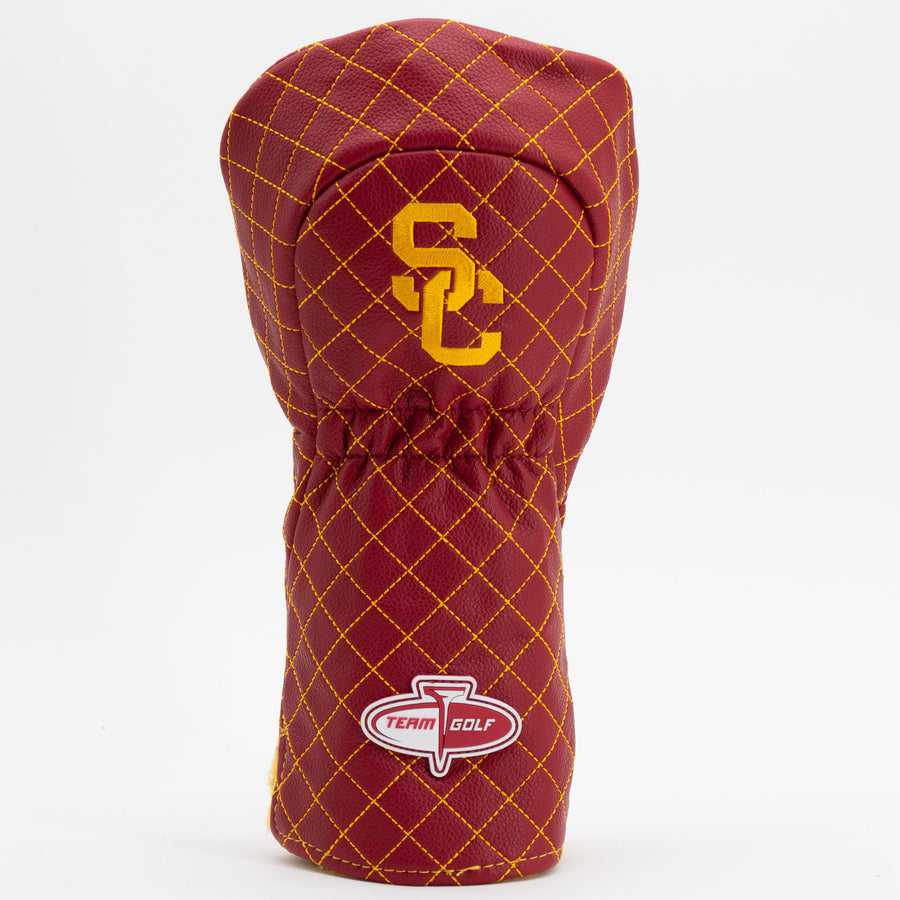 USC Trojans solid quilted driver cover, back view
